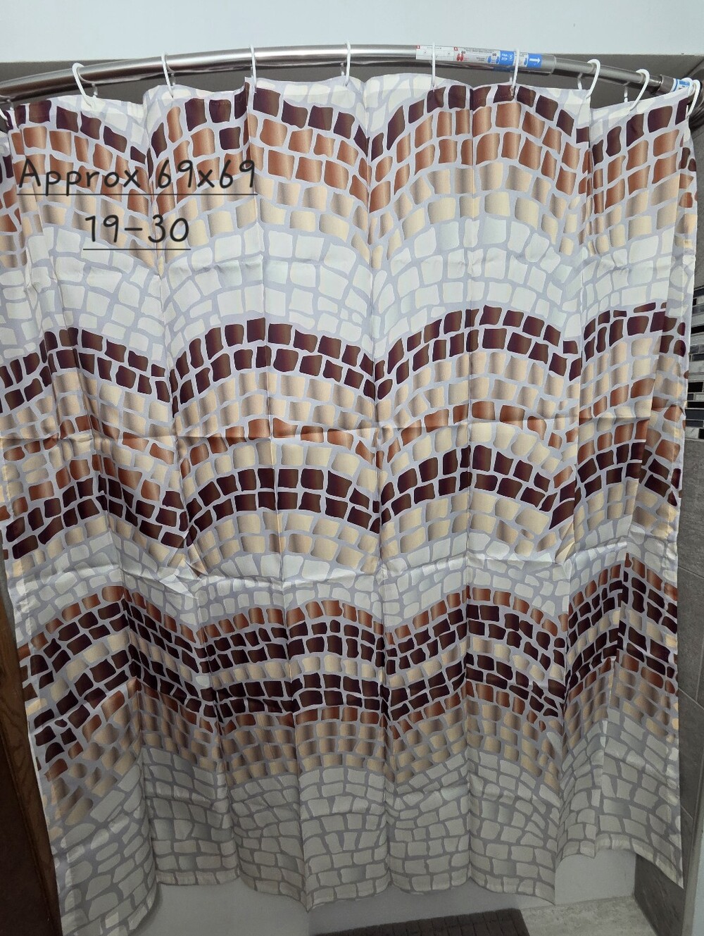 NWOT, Mosaic Shower Curtain in Brown and Cream